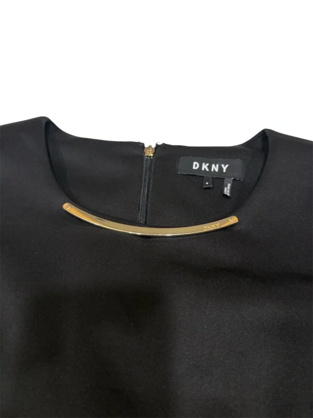 DKNY Black Sleeveless Fit-and-Flare Dress with Necklace Detail - Picture 5 of 6